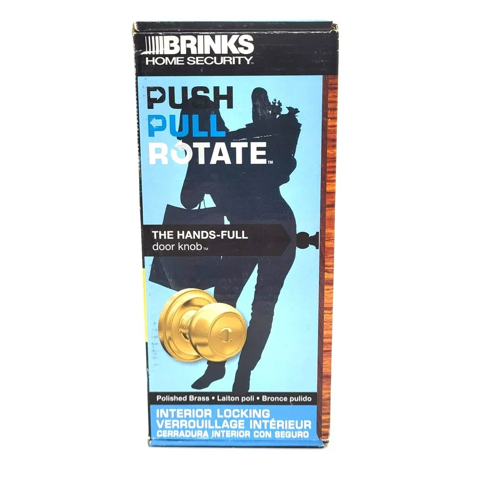 Brinks Stafford Style Polished Brass‎ Interior Locking Push Pull Rotate Knob